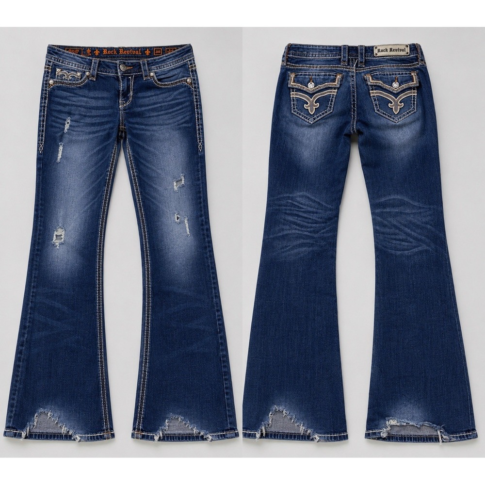 Rock Revival jeans Women's Fablola Boot  Jeans 29X34 Low rise thick stitch